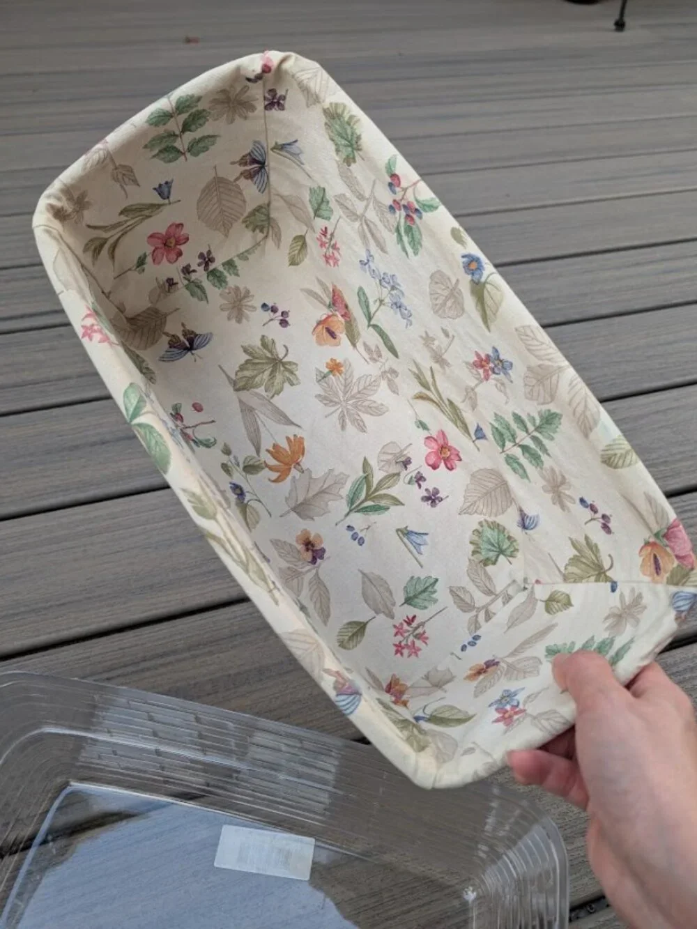 Longaberger 2003 Vanity Basket w/ 2 Plastic Protectors & Botanical Fields Liner